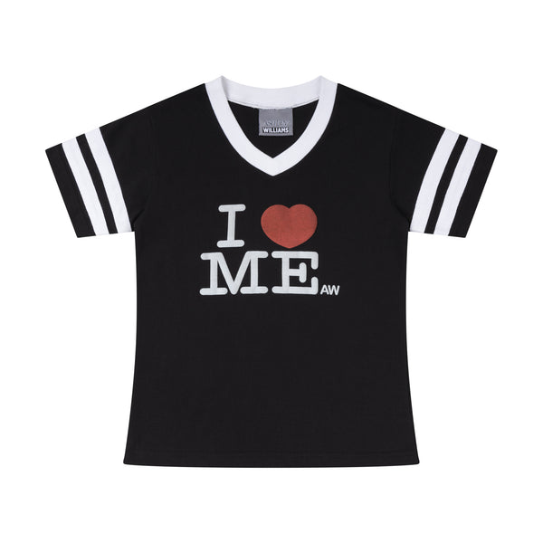 Ashley Williams Self Esteem Tシャツ I HEART ME VARSITY BABY T - BLACK – Ashley Williams