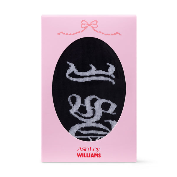 【Ashley Williams】 レタリング KNEE SOCKS 全3色 SUFFER KNEE SOCKS - BLACK – Ashley Williams
