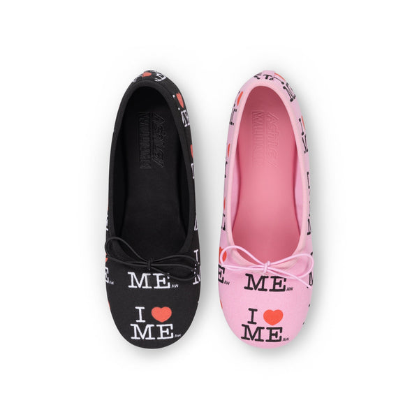 BLACK & PINK I HEART ME MELODY FLATS – Ashley Williams