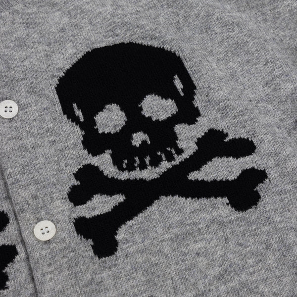GREY KNIT SKULL CARDIGAN