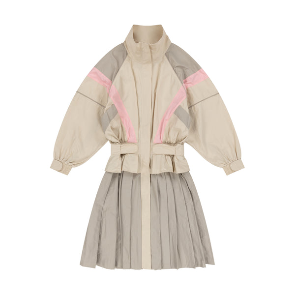 BEIGE LONG WINDBREAKER DRESS