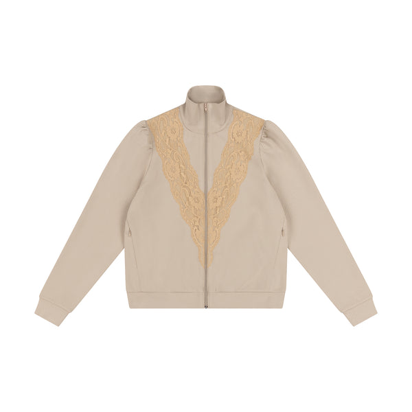 BEIGE LACE TRACKSUIT JACKET