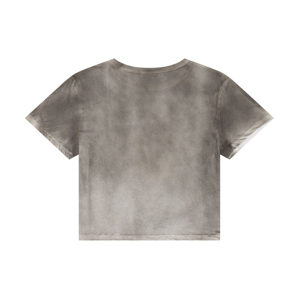 HARMONY & PEACE CROPPED T-SHIRT  - WASHED GREY