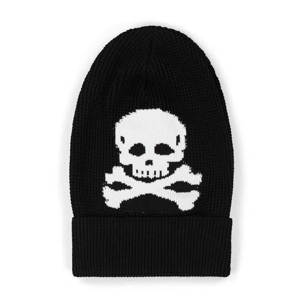 BLACK KNIT SKULL BEANIE