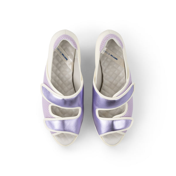 METALIC MESH  VELCRO  KITTEN HEELS