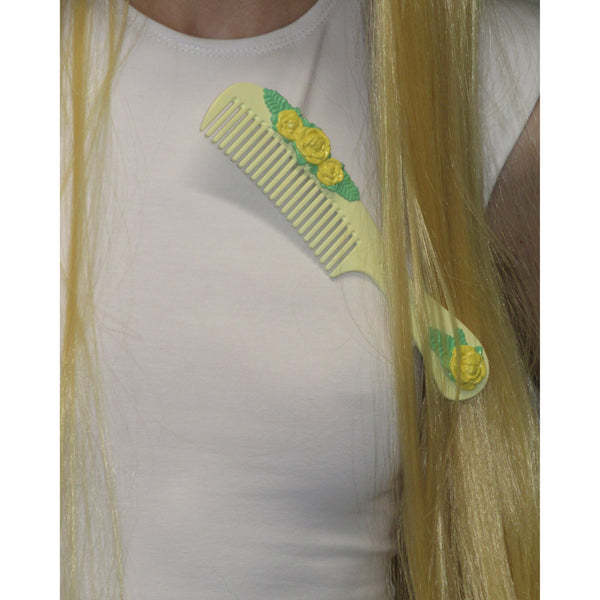 YELLOW FLOWER COMB BROOCH