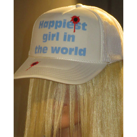 【Ashley williamsHAPPY】White Happy Trucker Cap ロゴ 帽子 Ashley williamsHAPPY】HAPPY CAP 全2色 送関込 サイズ調整可