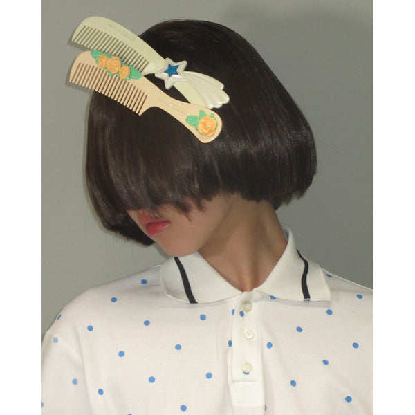 PEACH FLOWER COMB HAIR CLIP