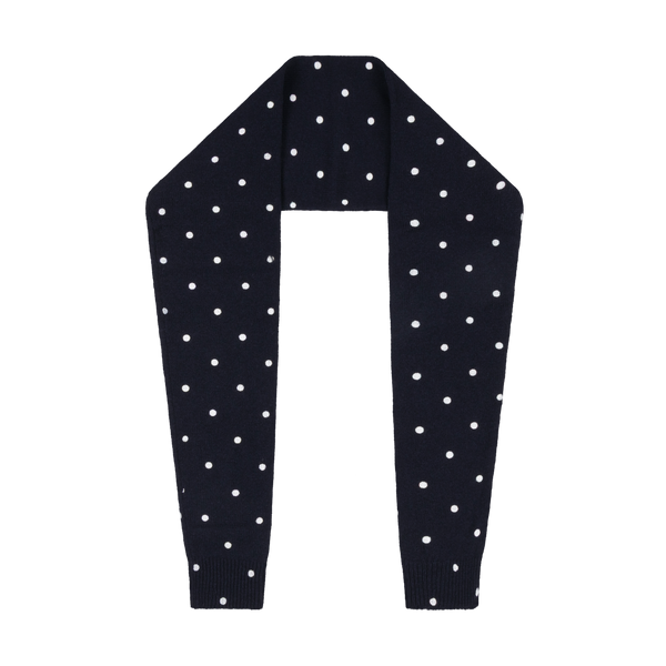 KNITTED SCARF WHITE POLKA DOT