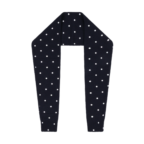 KNITTED SCARF WHITE POLKA DOT