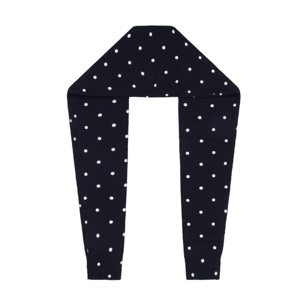 KNITTED SCARF WHITE POLKA DOT