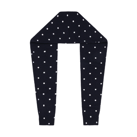 KNITTED SCARF WHITE POLKA DOT