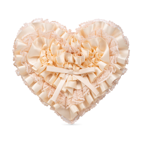 BOW HEART CLUTCH BAG -  BEIGE