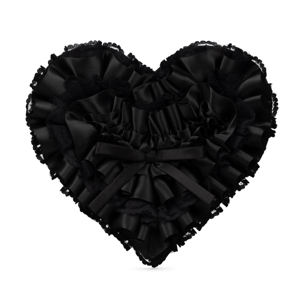 BOW HEART CLUTCH BAG -  BLACK