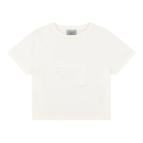 EMBOSSED GUN CROPPED T-SHIRT