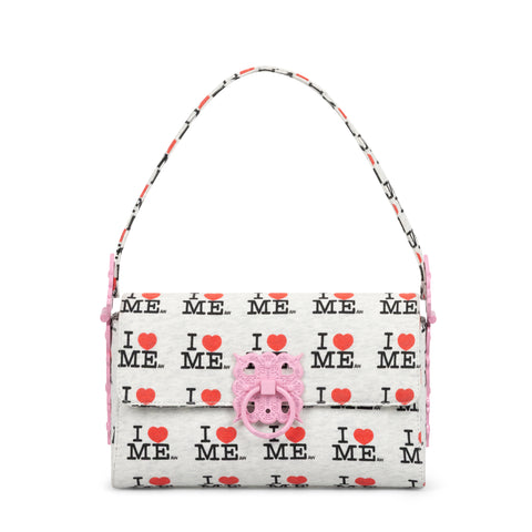 GREY I HEART ME LOCK HAND BAG
