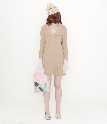 L/S AMELIA DRESS POLKA DOT  - PINK