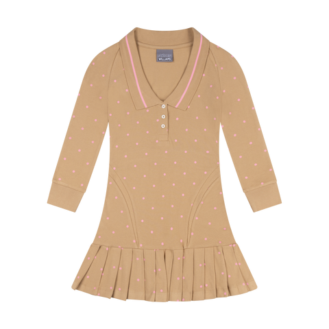 L/S AMELIA DRESS POLKA DOT  - PINK