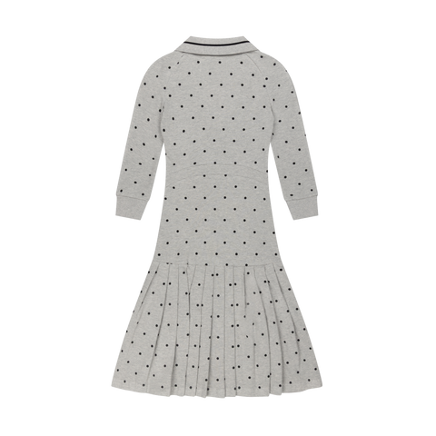 L/S AMELIA DRESS POLKA DOT - GREY, LONG