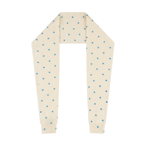 KNITTED SCARF  BLUE POLKA DOT