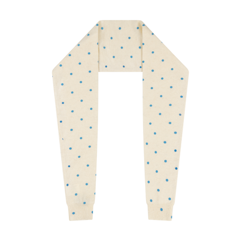 KNITTED SCARF  BLUE POLKA DOT