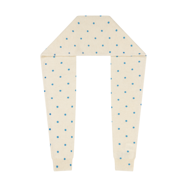 KNITTED SCARF  BLUE POLKA DOT