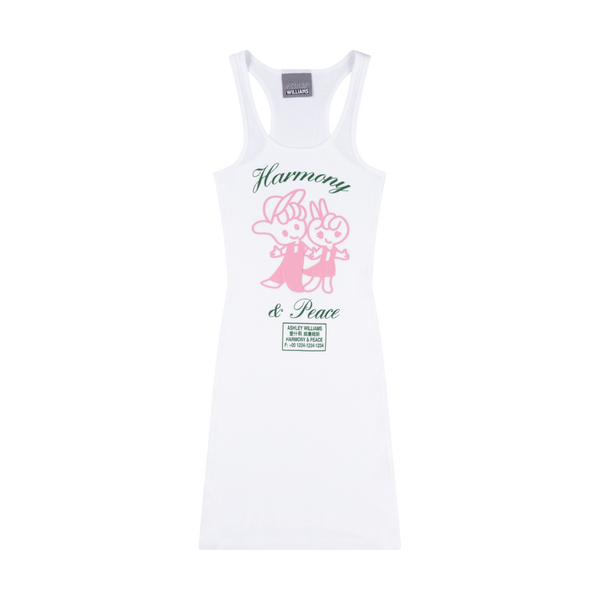 HARMONY & PEACE VEST DRESS - WHITE