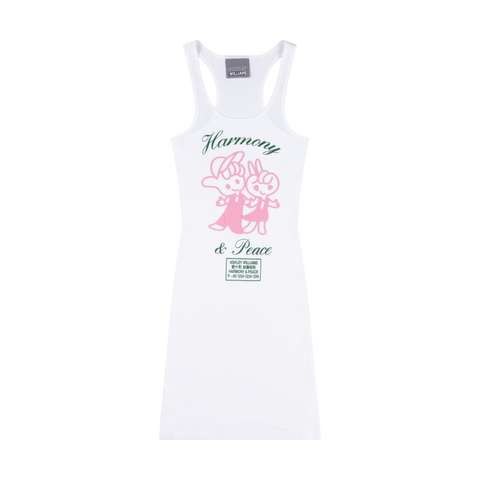 HARMONY & PEACE VEST DRESS - WHITE