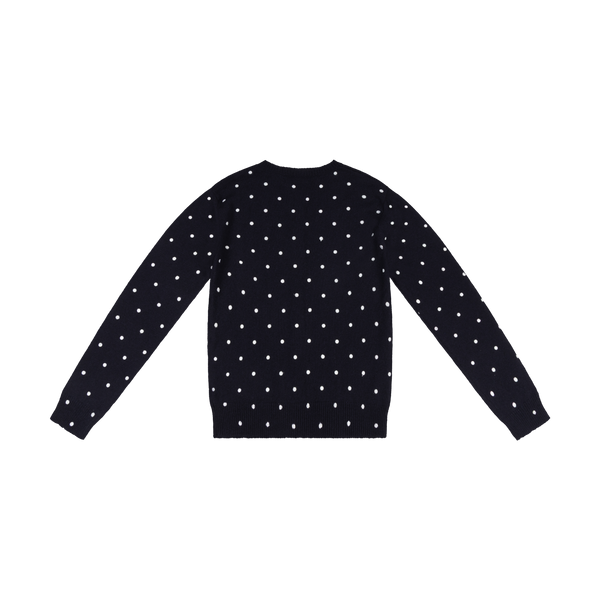 MOLLY KNIT CARDIGAN- WHITE POLKA DOT