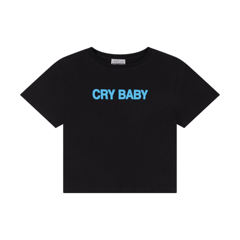 CRY BABY CROPPED T-SHIRT -  BLACK