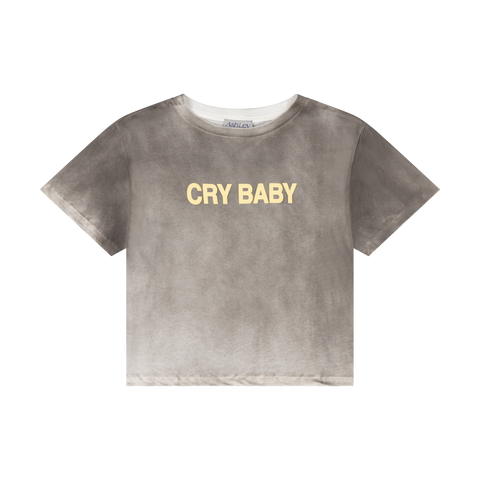 CRY BABY  CROPPED T-SHIRT - WASHED GREY