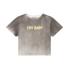 CRY BABY CROPPED T-SHIRT - WASHED GREY – Ashley Williams
