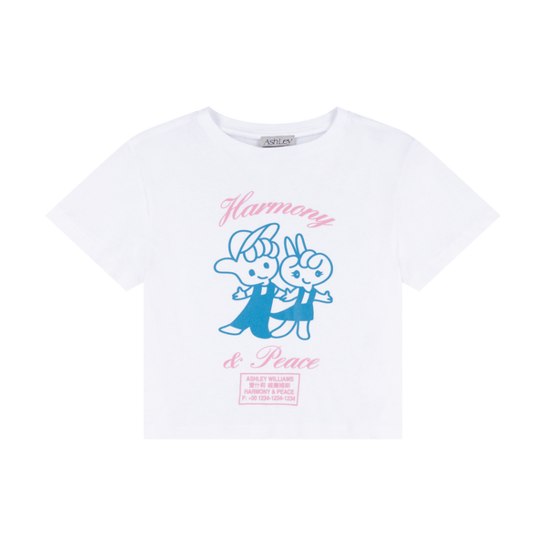 CROPPED T-SHIRT / HARMONY & PEACE - WHITE