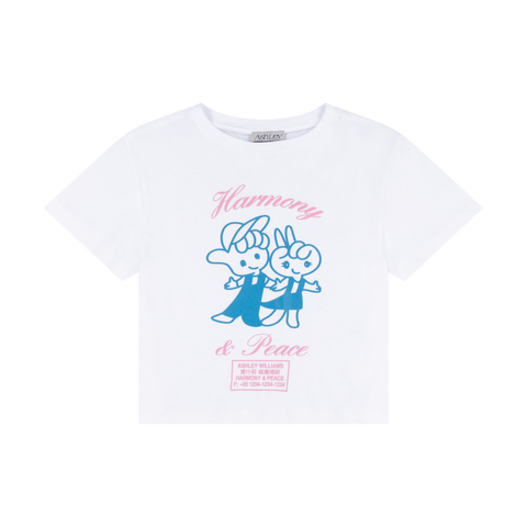 CROPPED T-SHIRT / HARMONY & PEACE - WHITE