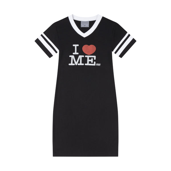 I HEART ME VARSITY T DRESS - BLACK