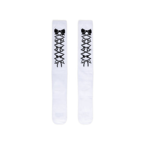 LACE KNEE SOCKS - WHITE