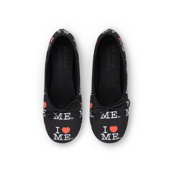 BLACK I HEART ME MELODY FLATS