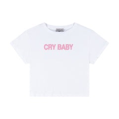 CRY BABY CROPPED T-SHIRT - WHITE – Ashley Williams