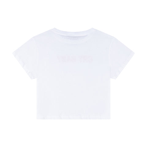 CRY BABY CROPPED T-SHIRT -  WHITE