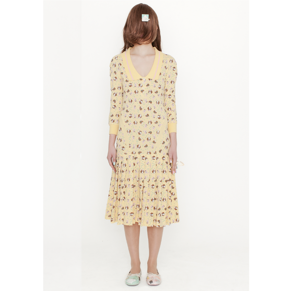 L/S AMELIA DRESS GIRL BABY - YELLOW, LONG