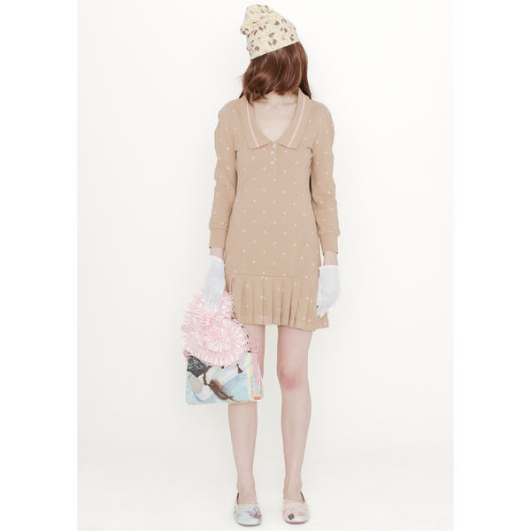 L/S AMELIA DRESS POLKA DOT  - PINK