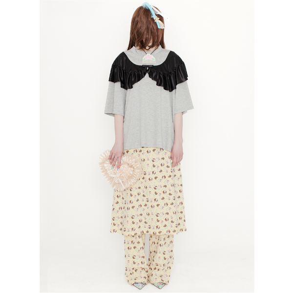 BOW HEART CLUTCH BAG -  BEIGE