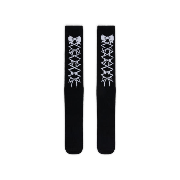 LACE KNEE SOCKS - BLACK