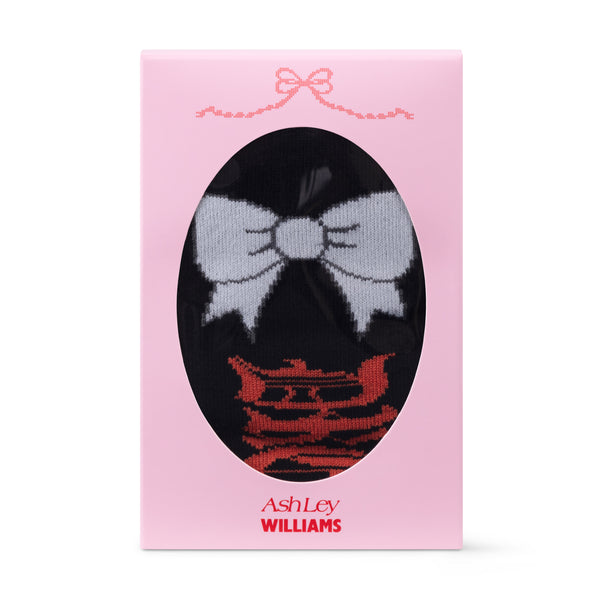 DREAMLESS SLEEP BOW KNEE SOCKS - BLACK