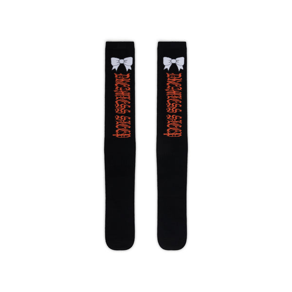 DREAMLESS SLEEP BOW KNEE SOCKS - BLACK