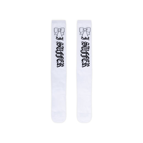 SUFFER BOW KNEE SOCKS- WHITE