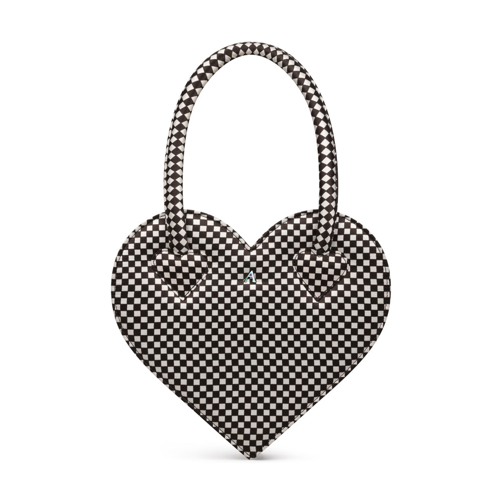 Black & White Checkerboard Heart Coin Purse