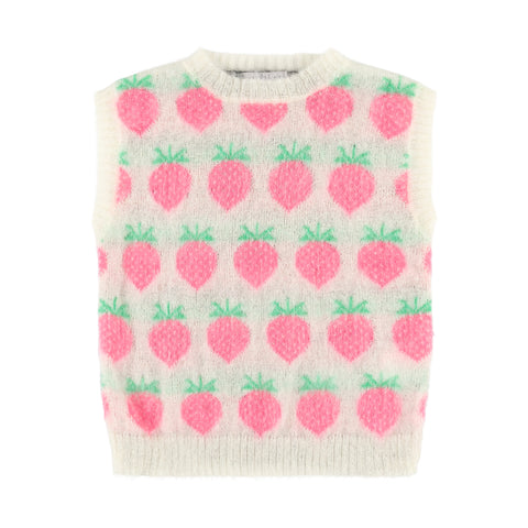 STRAWBERRIES AND BOWS KNIT VEST